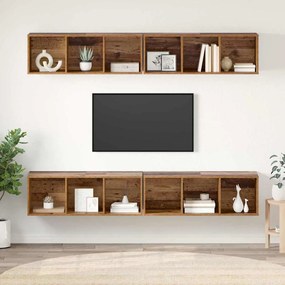 vidaXL Τηλεοπτική Κάβα Τοίχου 4 pcs Παλιό ξύλο 37 x 37 x 107.5 εκ