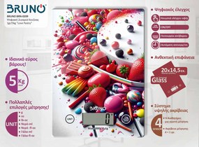 BRUNO ψηφιακή ζυγαριά κουζίνας BRN-0209, 1gr/5kg, Love Pastry
