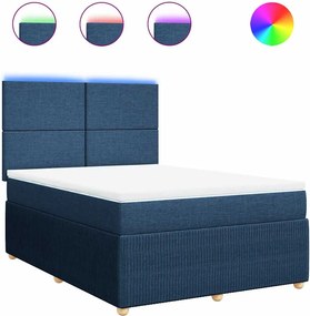 vidaXL Κρεβάτι Boxspring με Στρώμα Μπλε 140x190 εκ. Υφασμάτινο