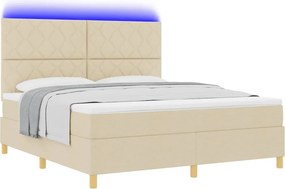 vidaXL LED Κρεβάτι με βάθρο με κεφαλάρι Κρεμ 180 x 200 cm ύφασμα