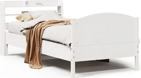 vidaXL Σκελετός Κρεβ. Χωρίς Στρώμα Λευκό 90x200 εκ Μασίφ Πεύκο