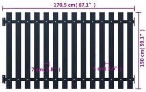 vidaXL Πάνελ Περίφραξης Ανθρακί 170,5x150 εκ. Ατσάλι με Βαφή Πούδρας