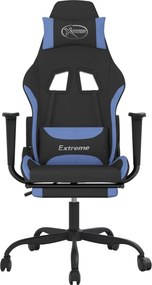 vidaXL Καρέκλα Gaming Μαύρη/Μπλε Ύφασμα με Υποπόδιο