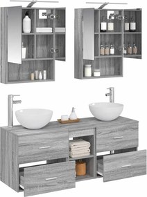 vidaXL Σετ Επίπλων Μπάνιου 5 pcs Γκρι Sonoma