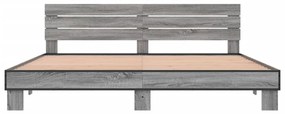 vidaXL Πλαίσιο Κρεβατιού Γκρι Sonoma 180x200 εκ. Επεξ. Ξύλο & Μέταλλο
