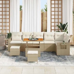 vidaXL Σετ Καναπέ Κήπου 9 pcs Μπεζ συνθετικό ρατάν