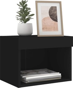 vidaXL Κομοδίνο Επιτοίχιο με Φώτα LED Μαύρο