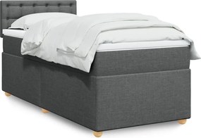 vidaXL Κρεβάτι Boxspring με Στρώμα Σκούρο Γκρι Single Υφασμάτινα