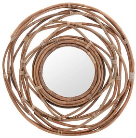 Διακοσμητικός καθρέπτης τοίχου Kubu στρογγυλός, με διαστάσεις 90x6cm - Σε απόχρωση ξύλου