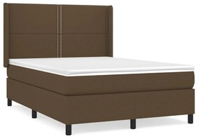 Κρεβάτι Boxspring με Στρώμα Σκούρο Καφέ 140x200 εκ Υφασμάτινο - Καφέ