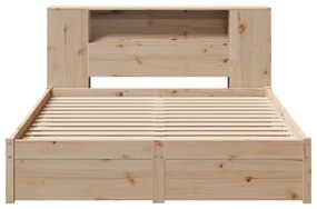 vidaXL Κρεβάτι Βιβλιοθήκη Χωρίς Στρώμα 120x190 εκ Μασίφ Ξύλο Πεύκου