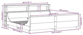 Σκελετός Κρεβ. Χωρίς Στρώμα Καφέ Κεριού 200x200 εκ Μασίφ Πεύκο - Καφέ