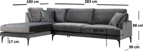 Corner Sofa Papira Corner Left (Chl+3R) - Anthracite Anthracite