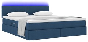 vidaXL LED Κρεβάτι αποθήκευσης με στρώμα Μπλε 160 x 200 cm Ύφασμα