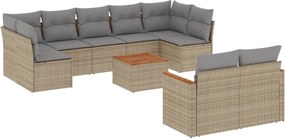 vidaXL Patio Sofa Set 9-θέσια Μικτό μπεζ
