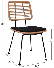 Σετ Κήπου ALLEGRA C10478 3 τεμ Μπέζ - Μαύρο Wicker με Τραπέζι Φ70x74 εκ. &amp; 2 Καρέκλες