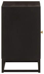 Κομοδίνο Μαύρο 40x30x50 εκ. από Μασίφ Ξύλο Μάνγκο και Σίδερο - Μαύρο