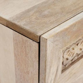 vidaXL Κομοδίνο με συρτάρι Μπεζ 50 x 33 x 60 εκ Μασίφ ξύλο μάνγκο