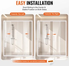 VEVOR Semi-frameless Double Sliding Shower Door SGCC Tempered Glass 1/4&quot; Chrome