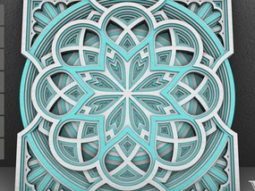 Intra απο ξύλο plywood Χρώμα wenge 3mm-4mm πάχος - Flower Mandala , Layered Mandala Δίασταση 30x30 cm INTRAFABR-70932130