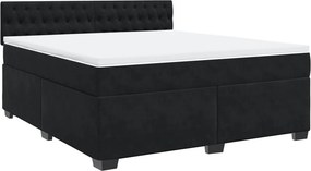 vidaXL Κρεβάτι Boxspring με Στρώμα Μαύρο 180x200 εκ. Βελούδινο