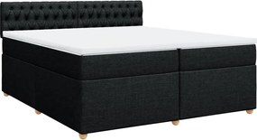 vidaXL Κρεβάτι Boxspring με Στρώμα Μαύρο 200x200 εκ. Υφασμάτινο