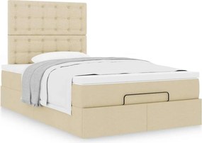 vidaXL Οθωμανικό κρεβάτι με στρώμα Cream 120x200cm ύφασμα