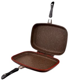 DSP - Διπλό Αντικολλητικό Τηγάνι Grill Καφέ