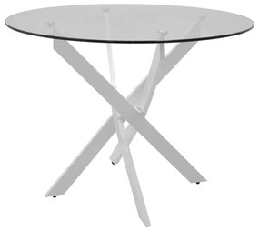 Τραπέζι Antoro pakoworld γυαλί και μεταλλικά πόδια σε λευκή απόχρωση Φ100x75εκ