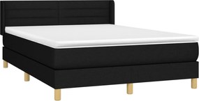 vidaXL Κρεβάτι Boxspring με Στρώμα Μαύρο 140x190 εκ. Υφασμάτινο