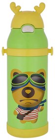 Θερμός Ανοξείδωτος Με Καλαμάκι Bear Green Animals Estia 350ml 01-10973
