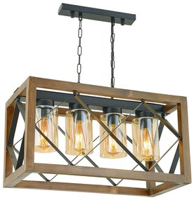 Φωτιστικό Οροφής - Ράγα Zikzak 890BCN1129 60x30x70cm 4xE27 40W Walnut-Black Opviq