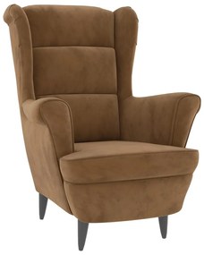 vidaXL Πολυθρόνα Καφέ από Βελούδο με Σκαμπό