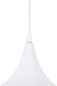 GloboStar® SHANGHAI WHITE 01026-B Μοντέρνο Κρεμαστό Φωτιστικό Οροφής Μονόφωτο 1 x E27 Λευκό Μεταλλικό Καμπάνα Φ37 x Υ17cm