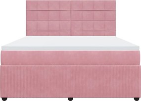vidaXL Κρεβάτι Boxspring με Στρώμα Ροζ 180x200 εκ. Βελούδινο
