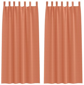 vidaXL Κουρτίνες με κουρτίνες 2 pcs Τερακότα 260 x 140 εκ. Πολυεστέρας