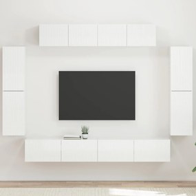 vidaXL Ντουλάπι TV 8 pcs Υψηλής γυαλάδας λευκό