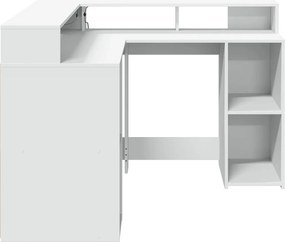 vidaXL Γραφείο με LED Λευκό 130x130x91 εκ. από Επεξεργασμένο Ξύλο