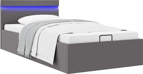 vidaXL Πλαίσιο Κρεβατιού Αποθ. Χώρο/LED Γκρι 100x200 εκ. Δερματίνη