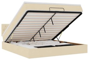 vidaXL Οθωμανικό κρεβάτι με στρώμα &amp; LEDs Cream 180x200cm ύφασμα