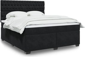 vidaXL Κρεβάτι Boxspring με Στρώμα Μαύρο 180x200 εκ. Βελούδινο