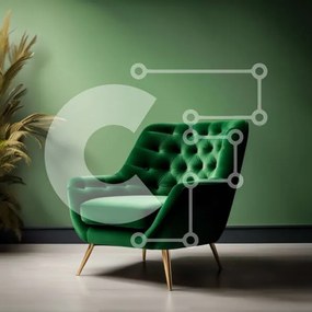 Intra Συλλεκτικό Ξύλινο Παζλ Plywood  4mm - Άνετη πράσινη πολυθρόνα σε δωμάτιο με χαμηλό φωτισμό Σε Ξύλινο Κουτί - Διαστάσεις Puzzle: 10x10 cm – 25 κομμάτια