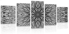 Εικόνα 5 τμημάτων μοναδικό έθνικ στολίδι σε ασπρόμαυρο σχέδιο - 100x50