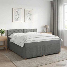 vidaXL Κρεβάτι box spring με στρώμα Σκούρο Γκρι 140 x 190 cm Ύφασμα
