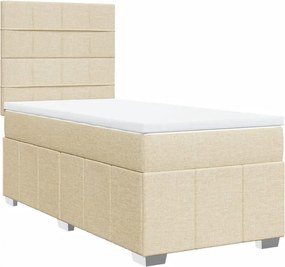 vidaXL Κρεβάτι Boxspring με Στρώμα Κρεμ 90x200 εκ.Υφασμάτινο