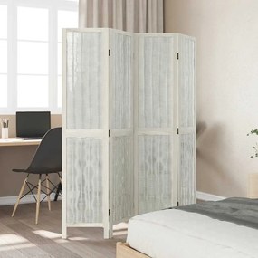 vidaXL Διαχωριστικό Χώρου με 4 Πάνελ Λευκό από Μασίφ Ξύλο Παυλώνιας