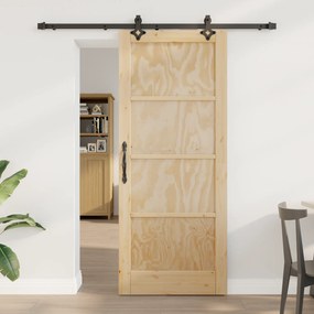 vidaXL Συρόμενη Πόρτα με Σετ Εξαρτημάτων 83x202 εκ. Μασίφ Ξύλο Πεύκου