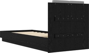 vidaXL Κρεβάτι με Κεφαλάρι Μαύρη Δρυς 80 x 200 cm Επεξεργασμένο Ξύλο