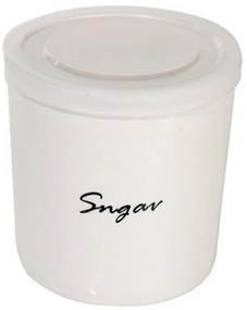 ΔΟΧΕΙΟ ΑΠΟΘΗΚΕΥΣΗΣ 12X12X12 CM "SUGAR" ΑΣΠΡΗ ΠΟΡΣΕΛΑΝΗ ΜΕ ΠΛΑΣΤΙΚΟ ΚΑΠΑΚΙ