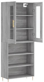 vidaXL Ντουλάπι Γκρι Sonoma 69,5 x 34 x 180 εκ. Επεξεργασμένο Ξύλο